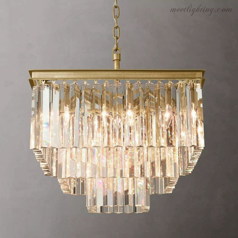 Odeom 3-Layer Crystal Square Chandelier 22"-MEET LIGHTING