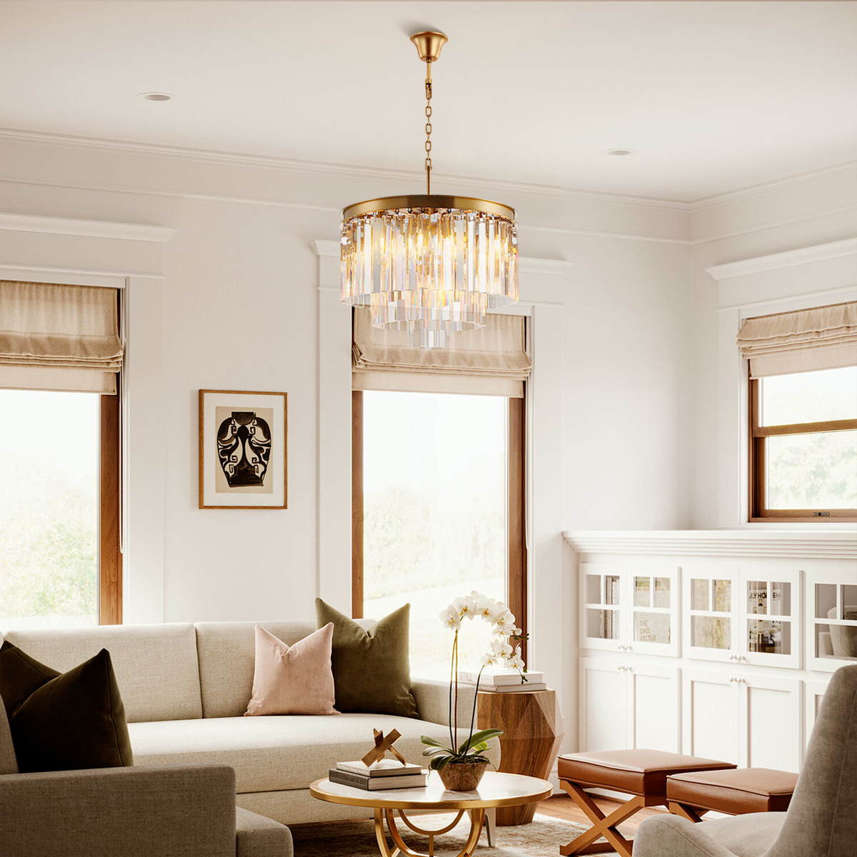 Odeom Crystal Multi-Layer Round Chandelier-MEET LIGHTING