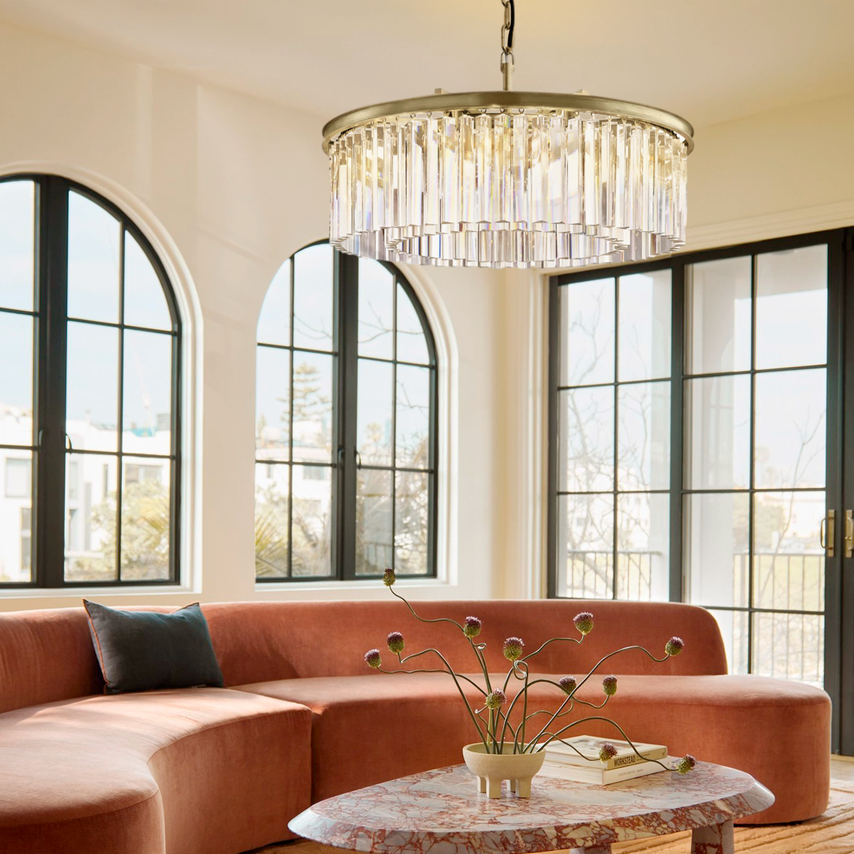 Odeom Crystal Round Chandelier 32"-MEET LIGHTING