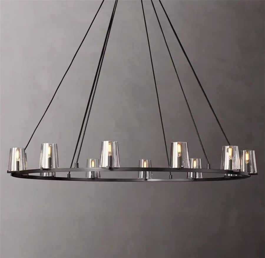 Pauillac Clear Glass Round Chandelier 36" 48" 60"-MEET LIGHTING