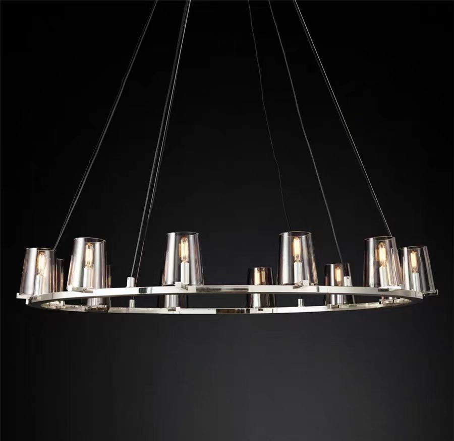 Pauillac Clear Glass Round Chandelier 36" 48" 60"-MEET LIGHTING