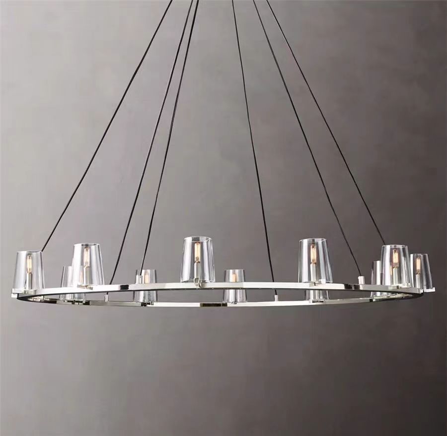 Pauillac Clear Glass Round Chandelier 36" 48" 60"-MEET LIGHTING