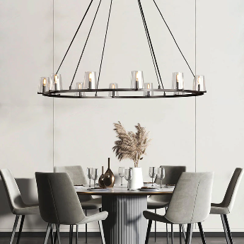 Pauillac Clear Glass Round Chandelier 36" 48" 60"-MEET LIGHTING