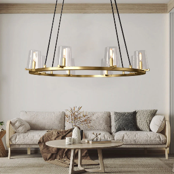 Pauillac Clear Glass Round Chandelier 36" 48" 60"-MEET LIGHTING