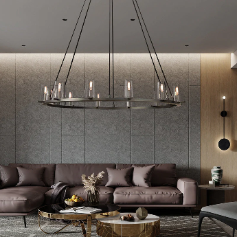Pauillac Clear Glass Round Chandelier 36" 48" 60"-MEET LIGHTING