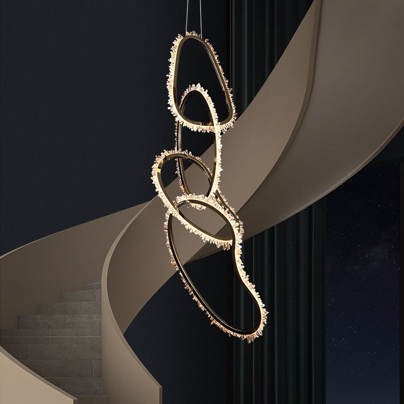 Primary Crystal Cluster 5 Rings Chandelier-MEET LIGHTING