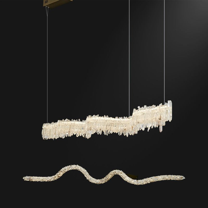Primary Crystal Cluster Linear Dining Chandelier-MEET LIGHTING