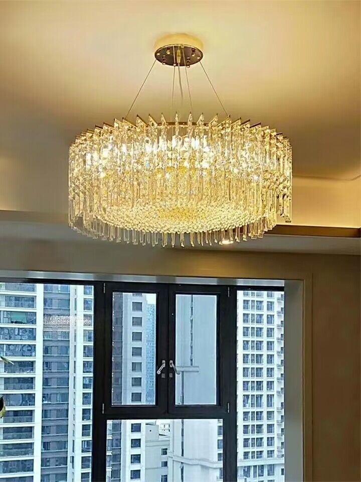 Chrome Silver Stylish Round Crystal Chandelier Modern Ceiling Pendant Light For Living Room/ Bedroom-MEET LIGHTING