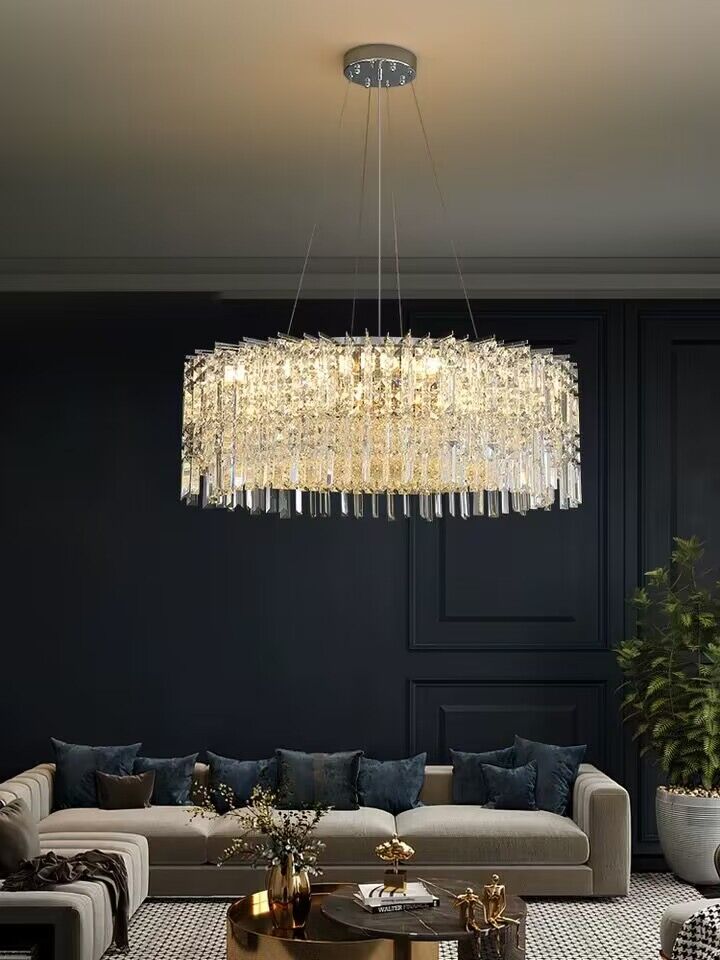 Chrome Silver Stylish Round Crystal Chandelier Modern Ceiling Pendant Light For Living Room/ Bedroom-MEET LIGHTING