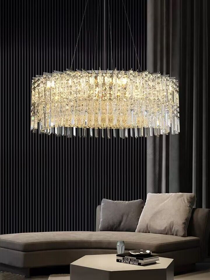 Chrome Silver Stylish Round Crystal Chandelier Modern Ceiling Pendant Light For Living Room/ Bedroom-MEET LIGHTING