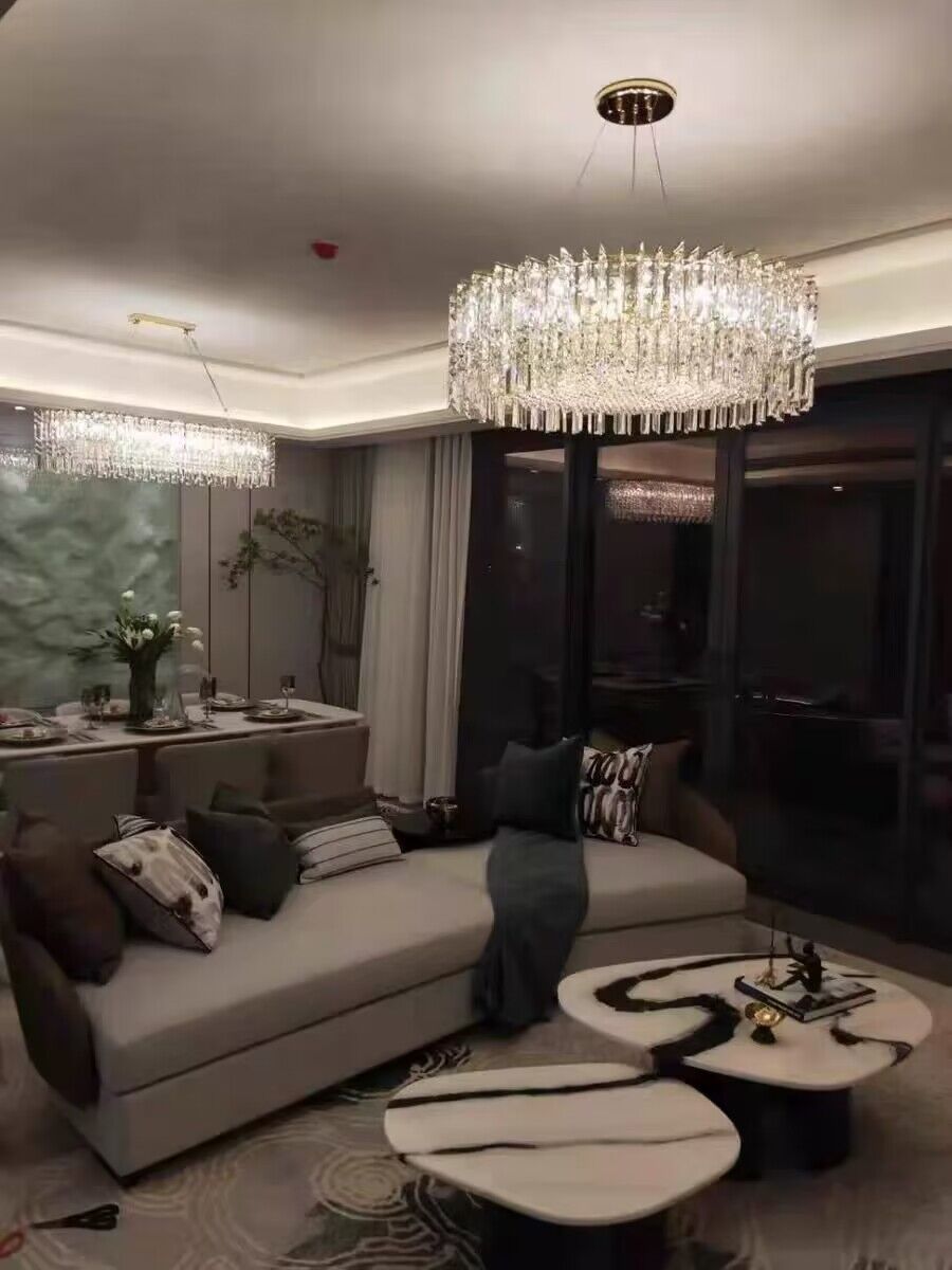 Chrome Silver Stylish Round Crystal Chandelier Modern Ceiling Pendant Light For Living Room/ Bedroom-MEET LIGHTING