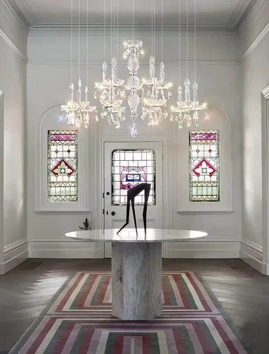 French Romantic Candle Crystal Chandelier White Modern Art Creative Pendant Light For Living Room/Dining Room/Bedroom-MEET LIGHTING