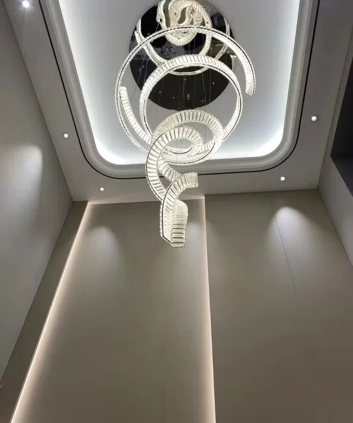 Designer Foyer Living Room Ceiling Light Fixture Stylish Spiral Crystal Chandelier for Hotel Entrance-MEET LIGHTING