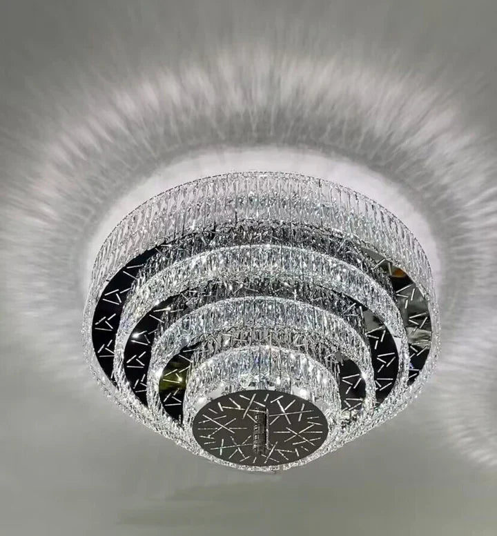 Oversized Modern Creative Flush Mount Round Multi-layers Crystal Pendant Chandelier for Living/Dining Room/Hallway-MEET LIGHTING