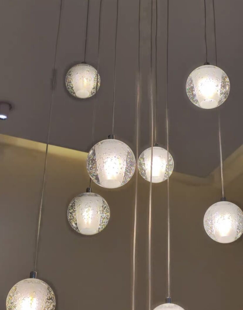 Oversized Nordic Art Round Air Bubbles Pendant Chandelier for Stairs/Spiral Staircase/Hotel Lobby-MEET LIGHTING