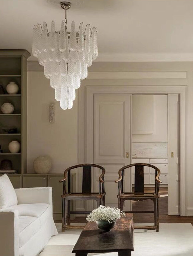 Light Luxury Multi-layered Teardrop Waterfall Chandelier for Living Room/Bedroom-MEET LIGHTING