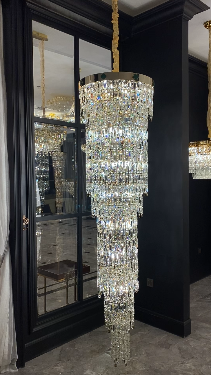 Luxury Modern Round Multi-layers Crystal Chandelier with Four Leaf Clover for Staircase/High-ceiling Space/ Foyer-MEET LIGHTING