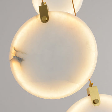 Queenie marble disc Long Round chandelier For Loft-MEET LIGHTING