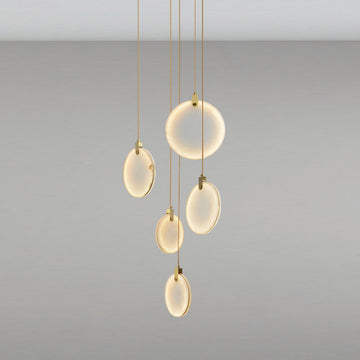 Queenie marble disc Long Round chandelier For Loft-MEET LIGHTING