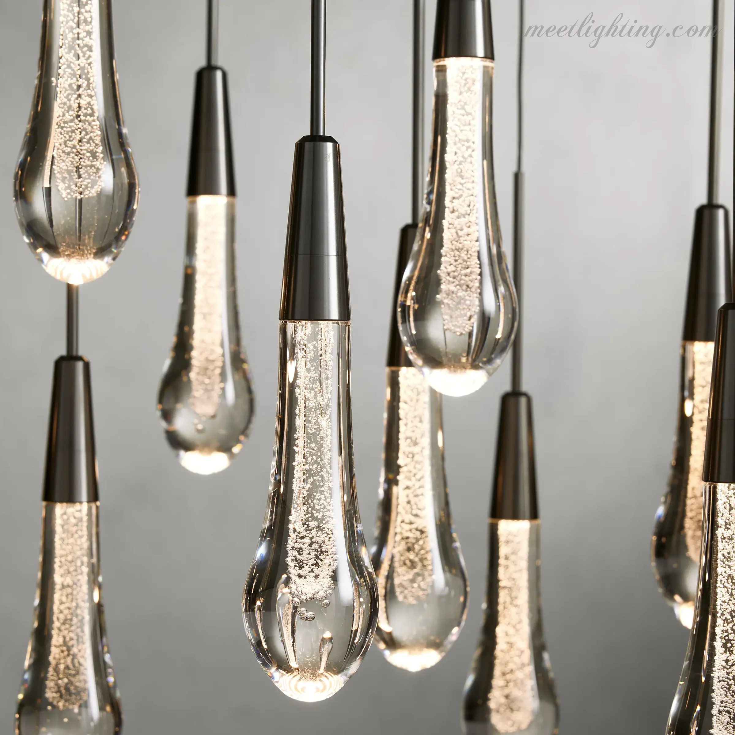 Rain Linear Solitaire Crystal Chandelier-MEET LIGHTING