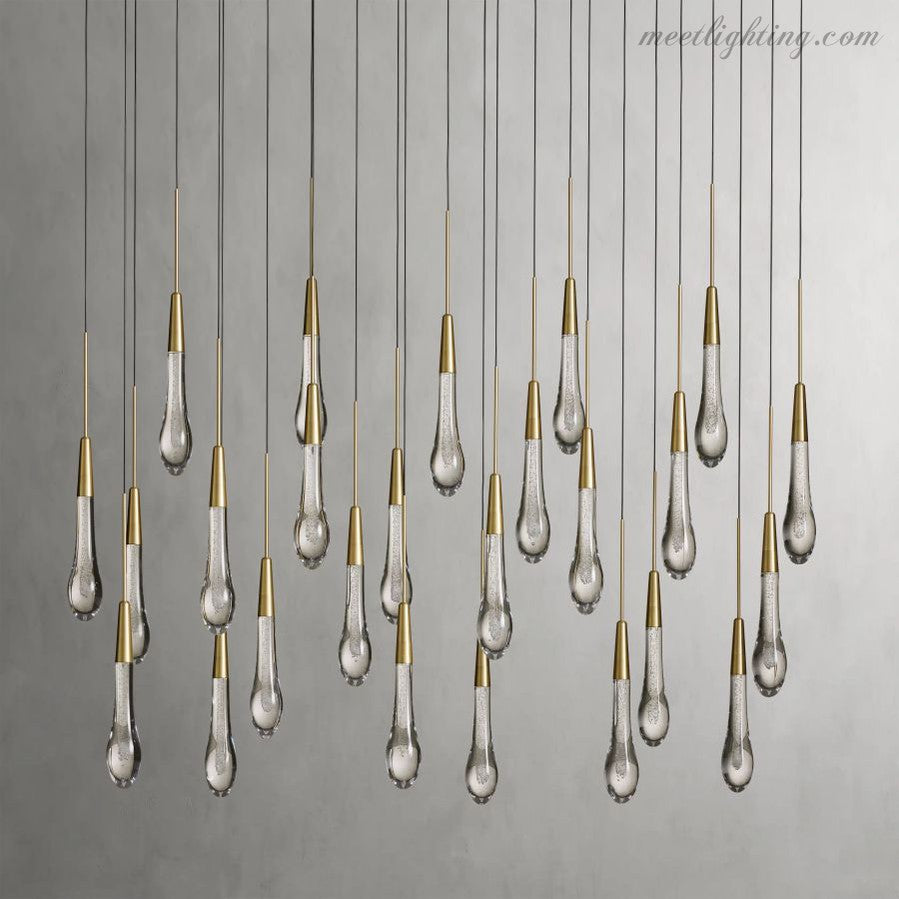 Rain Linear Solitaire Crystal Chandelier-MEET LIGHTING