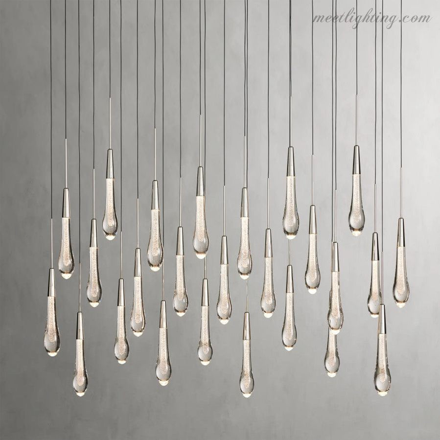 Rain Linear Solitaire Crystal Chandelier-MEET LIGHTING
