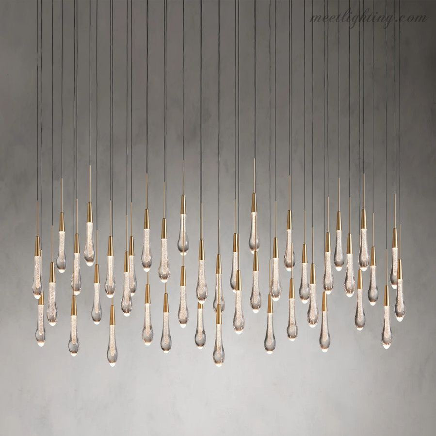 Rain Linear Solitaire Crystal Chandelier-MEET LIGHTING