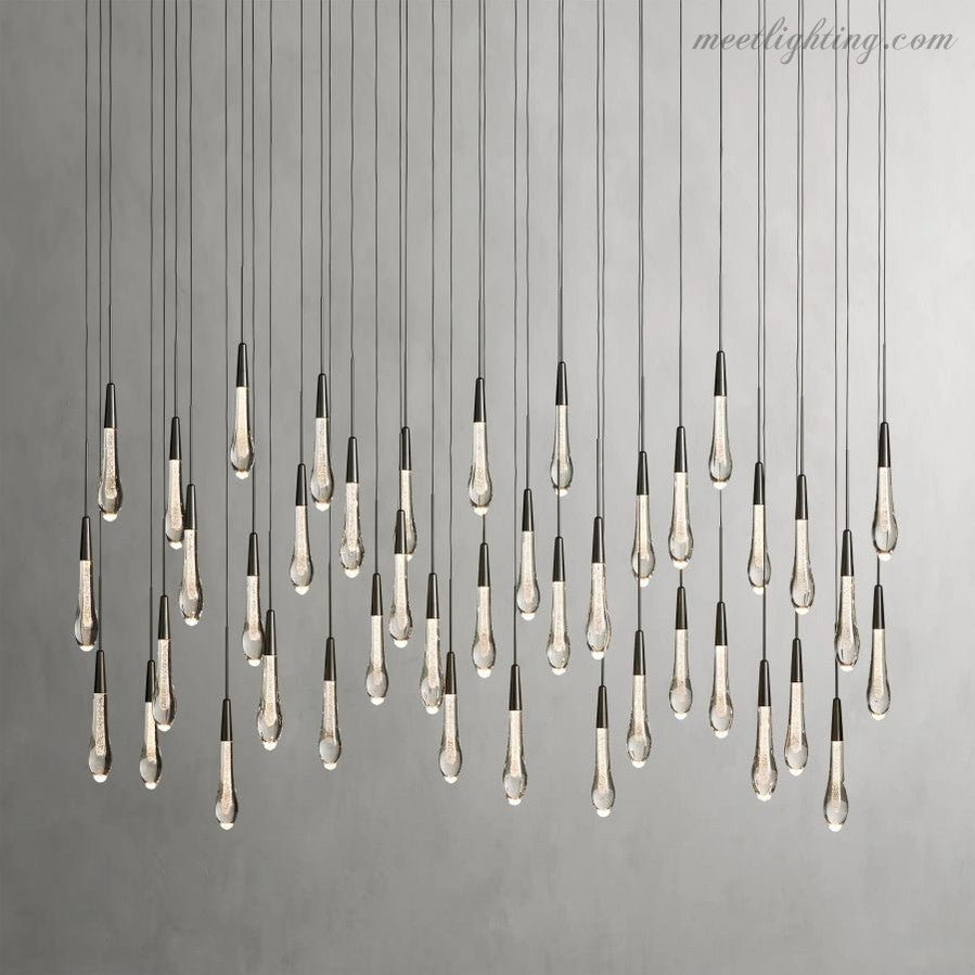 Rain Linear Solitaire Crystal Chandelier-MEET LIGHTING