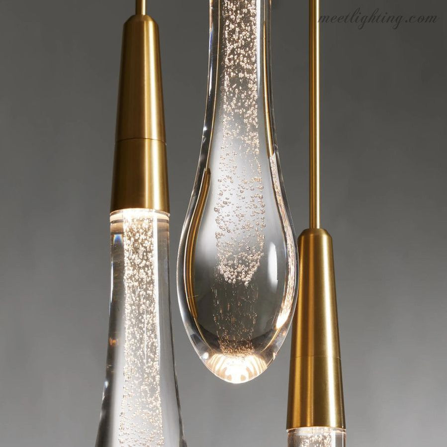 Rain Linear Solitaire Crystal Chandelier-MEET LIGHTING