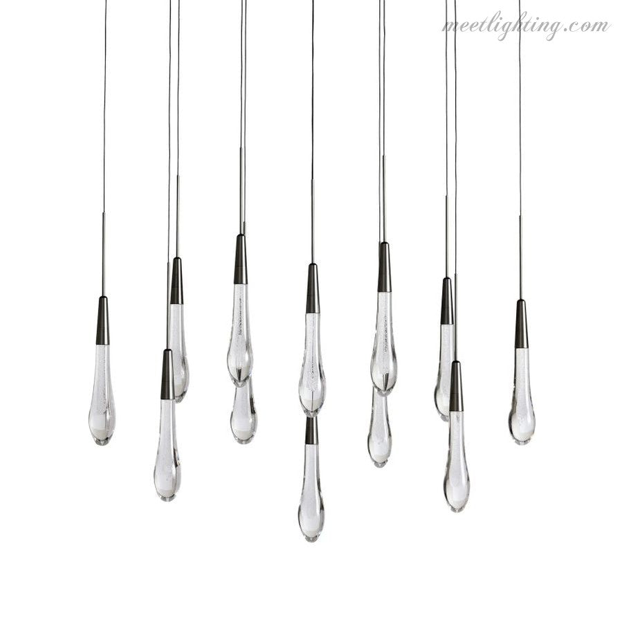 Rain Linear Solitaire Crystal Chandelier-MEET LIGHTING