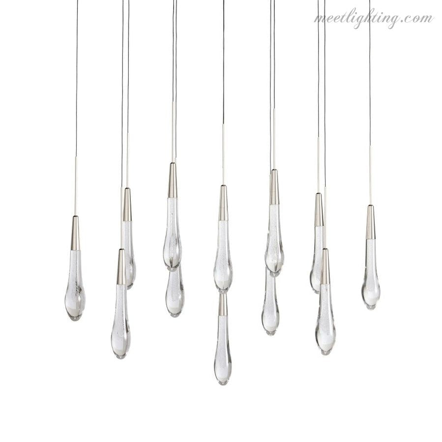 Rain Linear Solitaire Crystal Chandelier-MEET LIGHTING