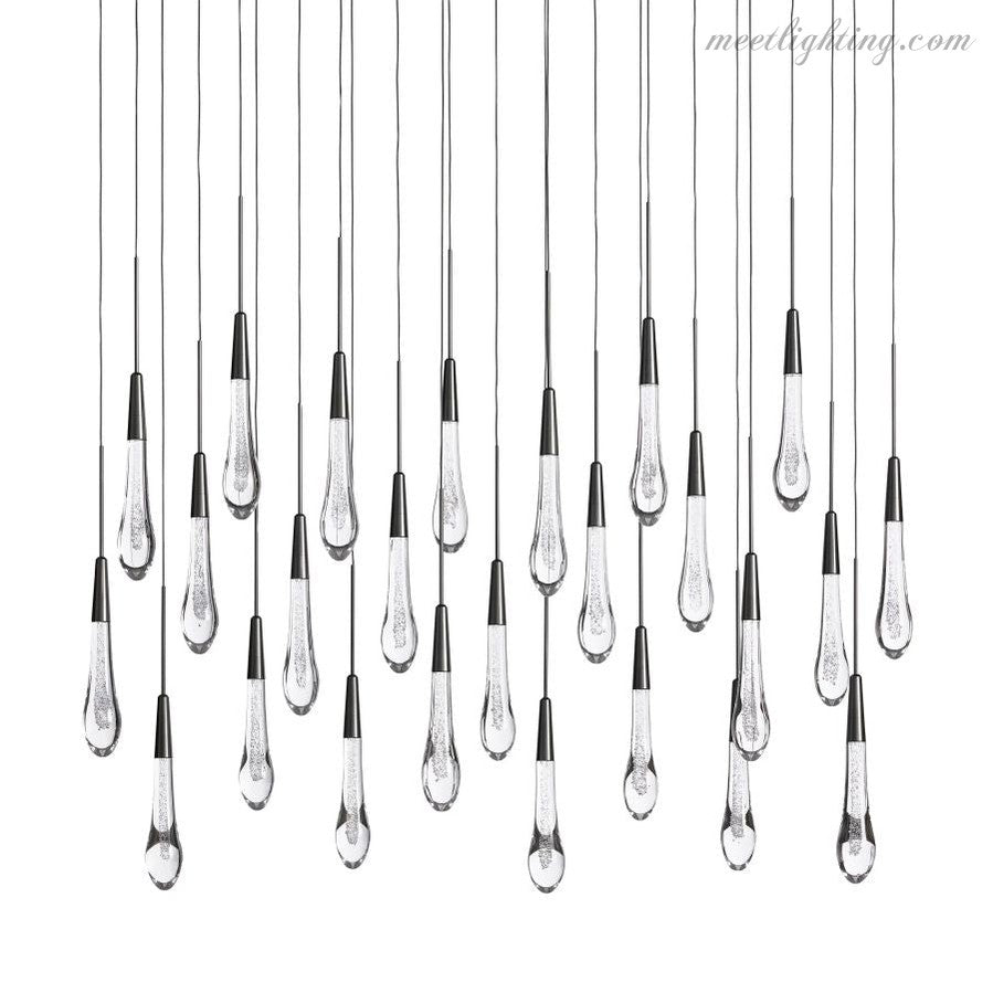 Rain Linear Solitaire Crystal Chandelier-MEET LIGHTING