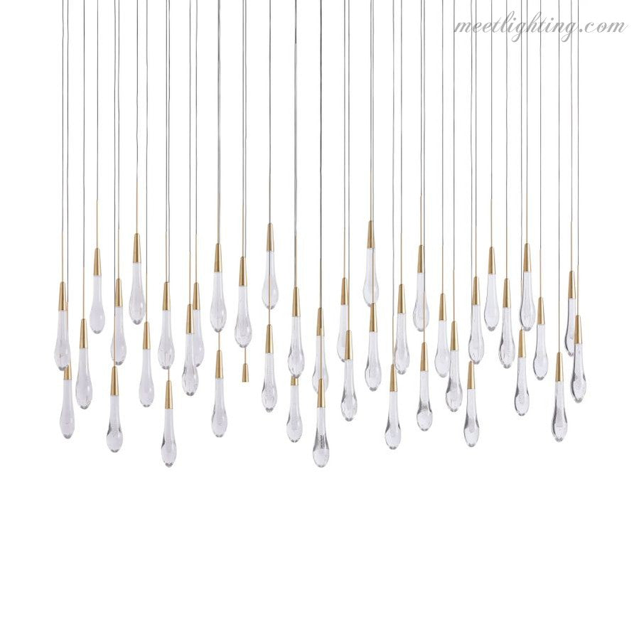Rain Linear Solitaire Crystal Chandelier-MEET LIGHTING