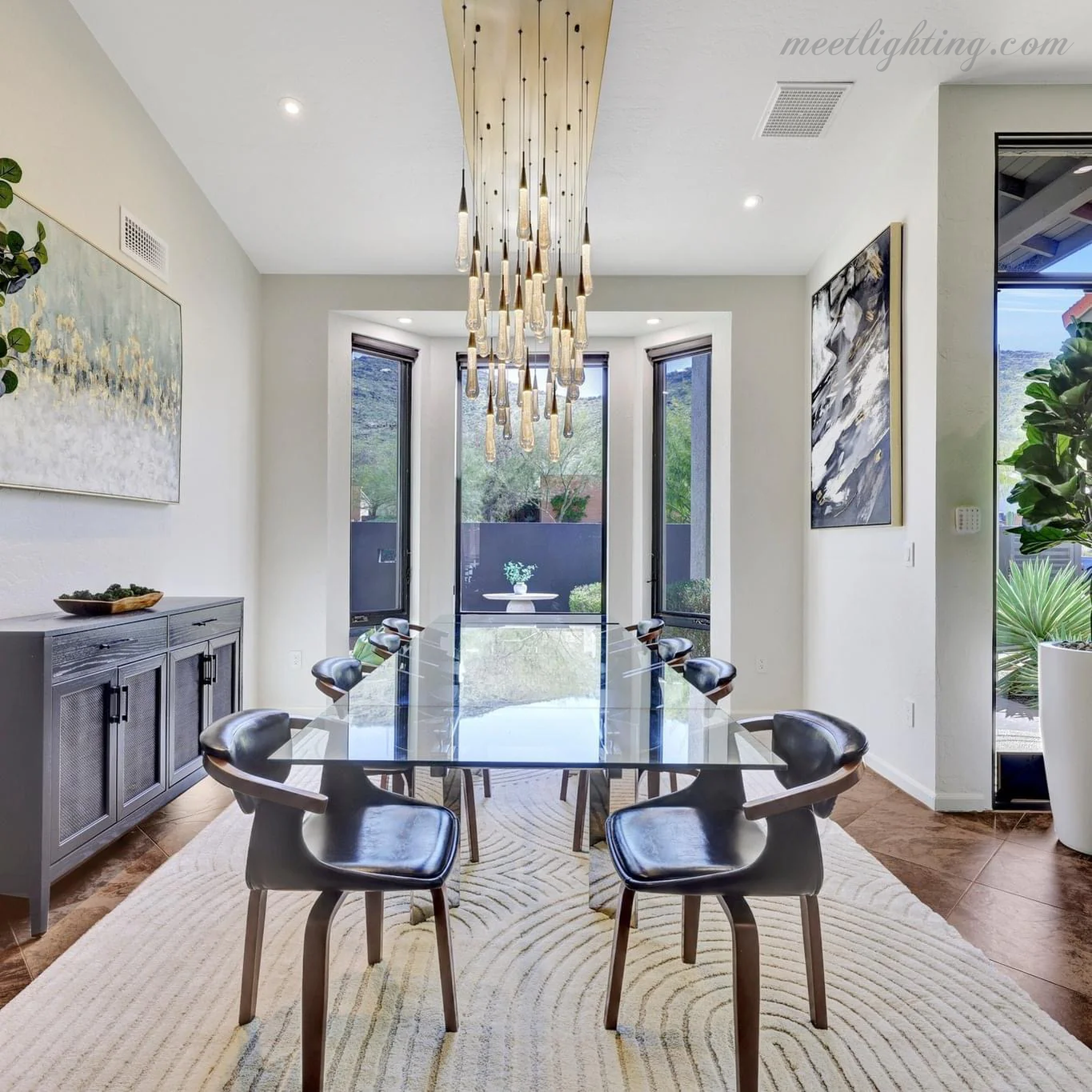 Rain Linear Solitaire Crystal Chandelier-MEET LIGHTING