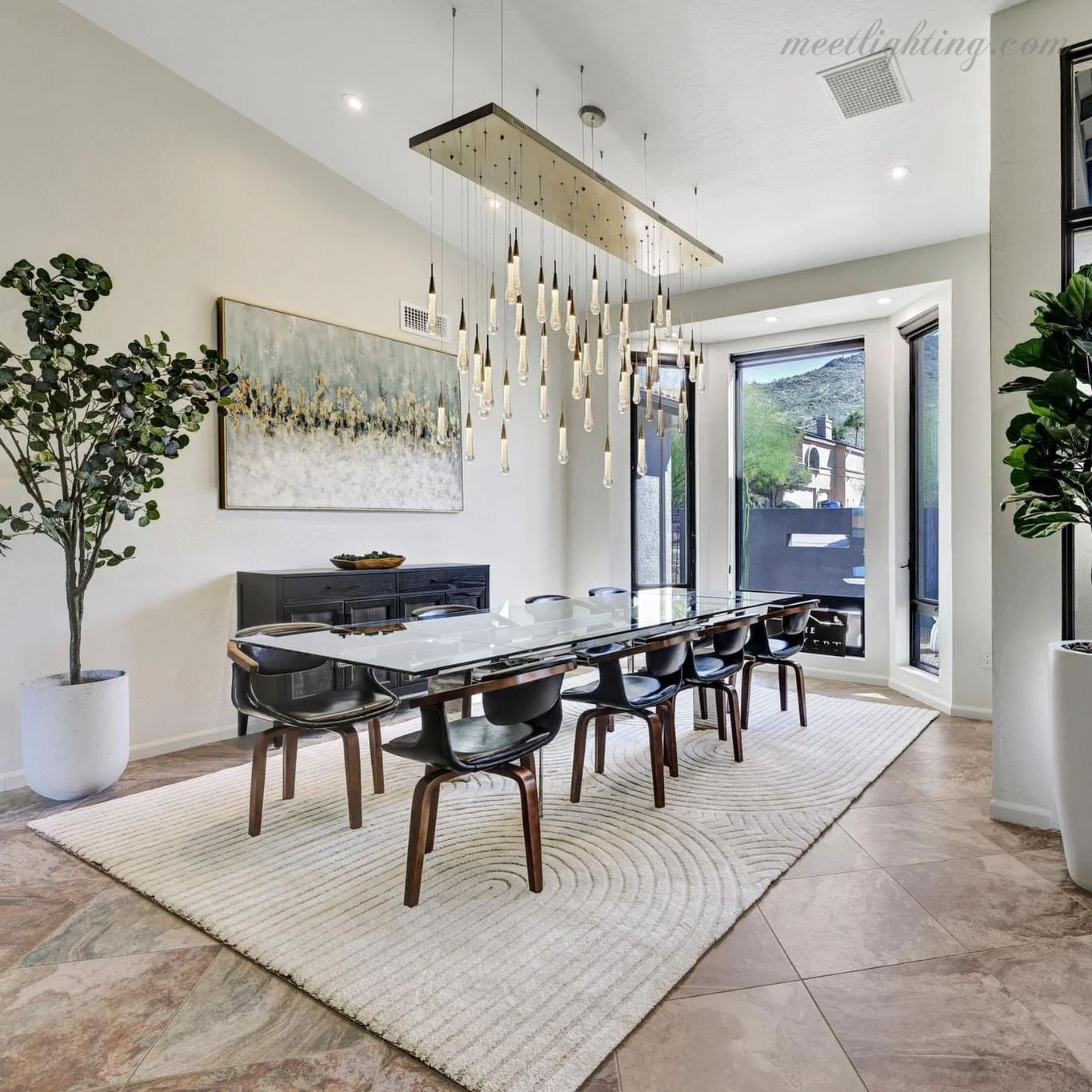 Rain Linear Solitaire Crystal Chandelier-MEET LIGHTING
