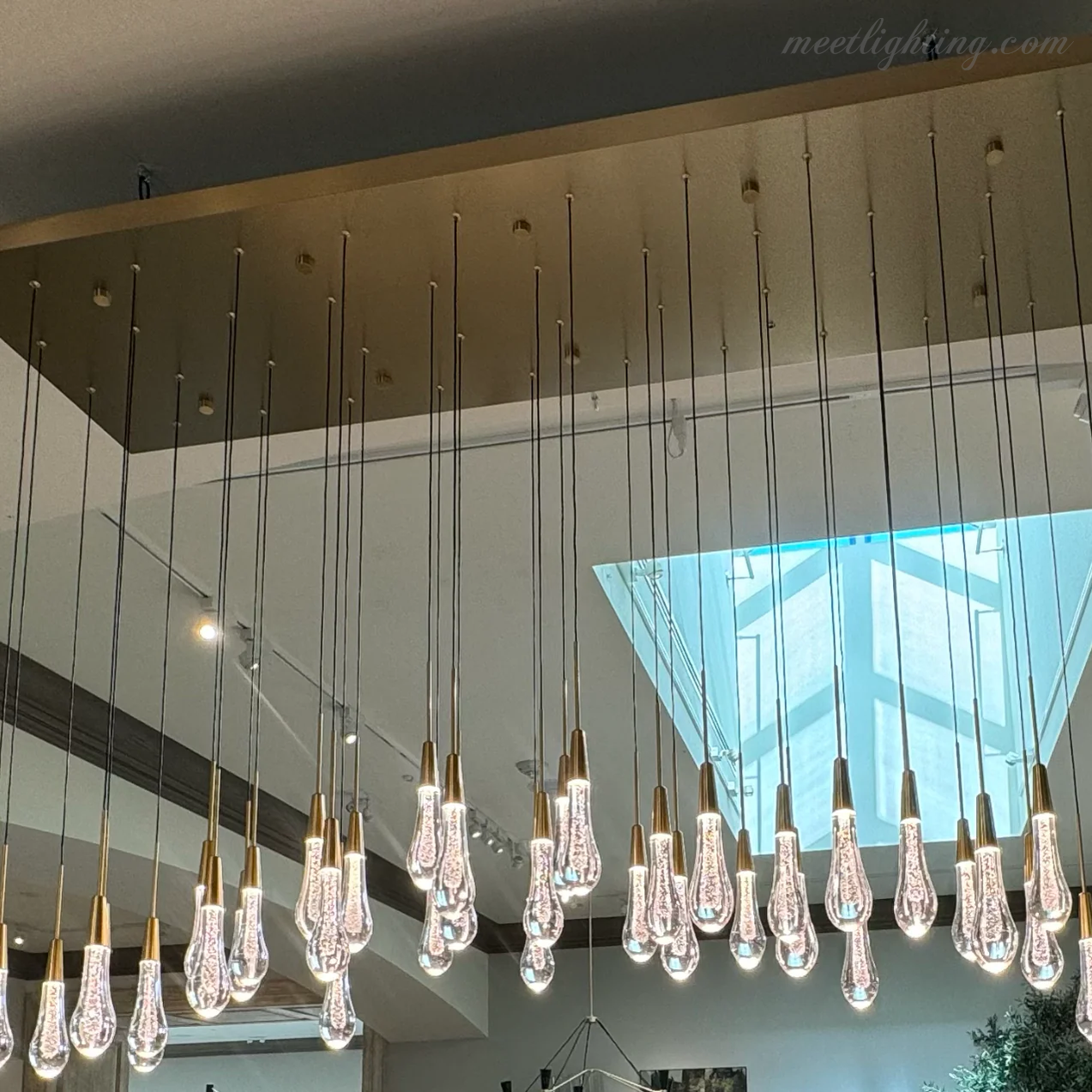Rain Linear Solitaire Crystal Chandelier-MEET LIGHTING