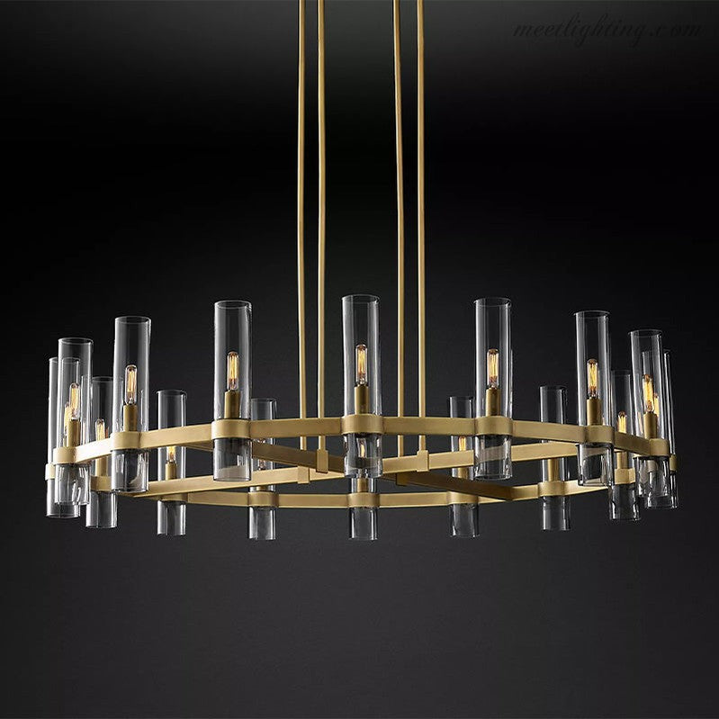 Ravelle Art Blown Glass Round Chandelier 48" Over Dining Table-MEET LIGHTING