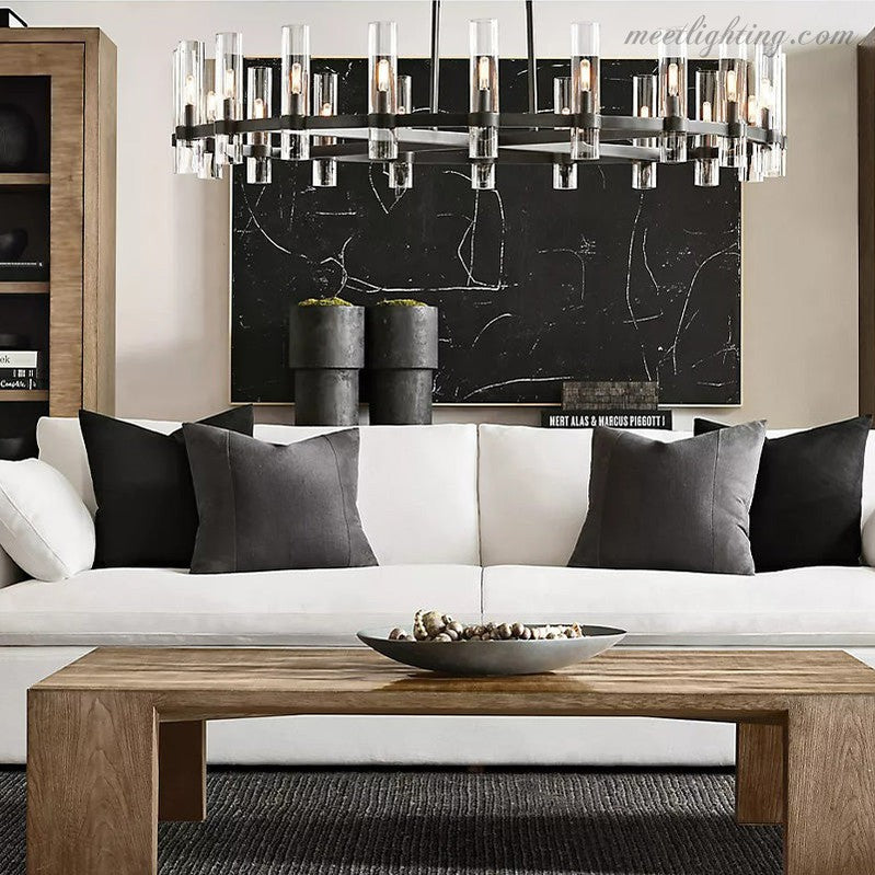 Ravelle Art Blown Glass Round Chandelier 60" Over Dining Table-MEET LIGHTING