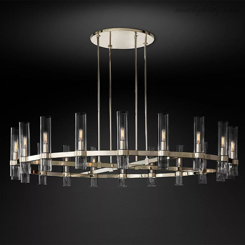 Ravelle Art Blown Glass Round Chandelier 60" Over Dining Table-MEET LIGHTING