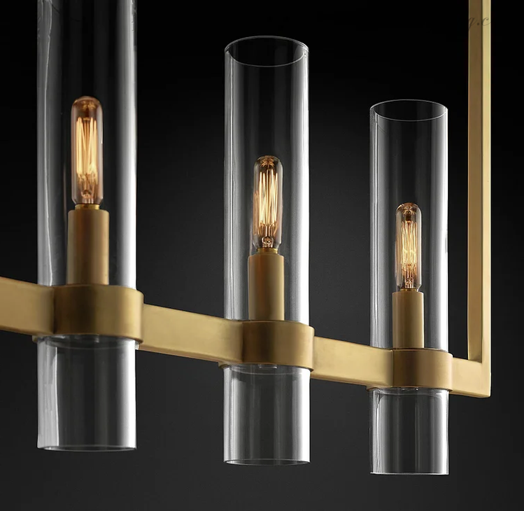 Ravelle Glass Shaded Modern Linear Chandelier 59"-MEET LIGHTING
