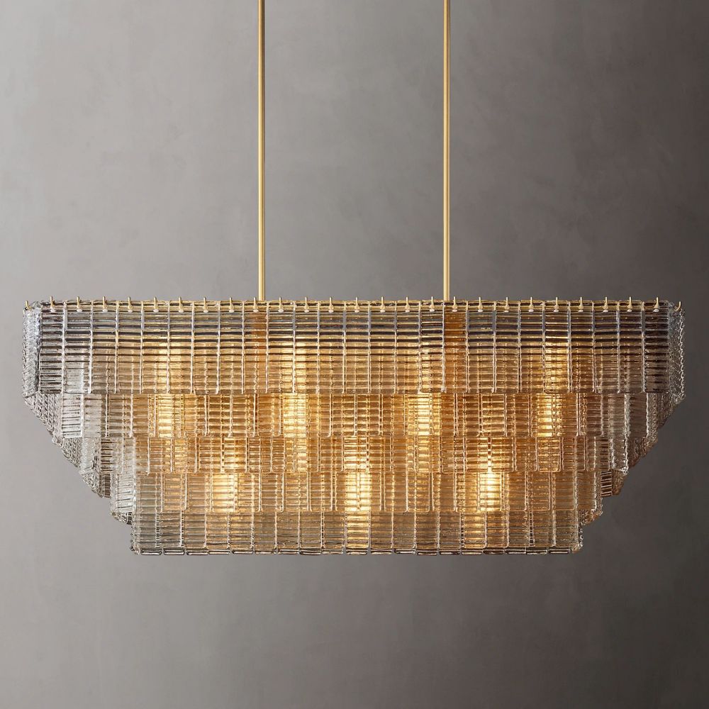 Siren Clear Glass Rectangle Chandelier 59"
