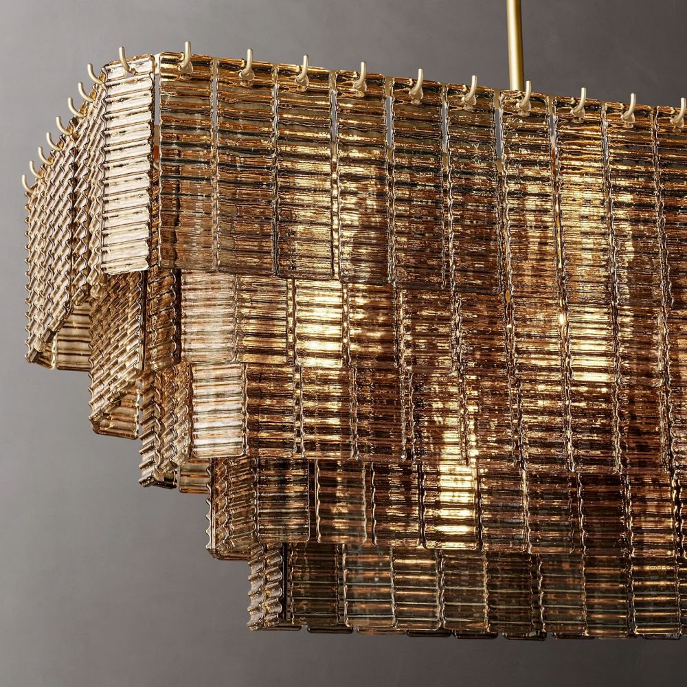 Siren Smoke Glass  Rectangle Chandelier 59"