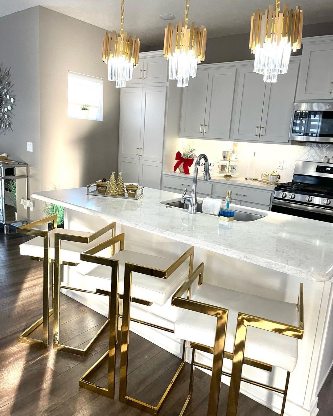 Gold/Silver Round Modern Tiered Metal Crystal Chandelier-MEET LIGHTING