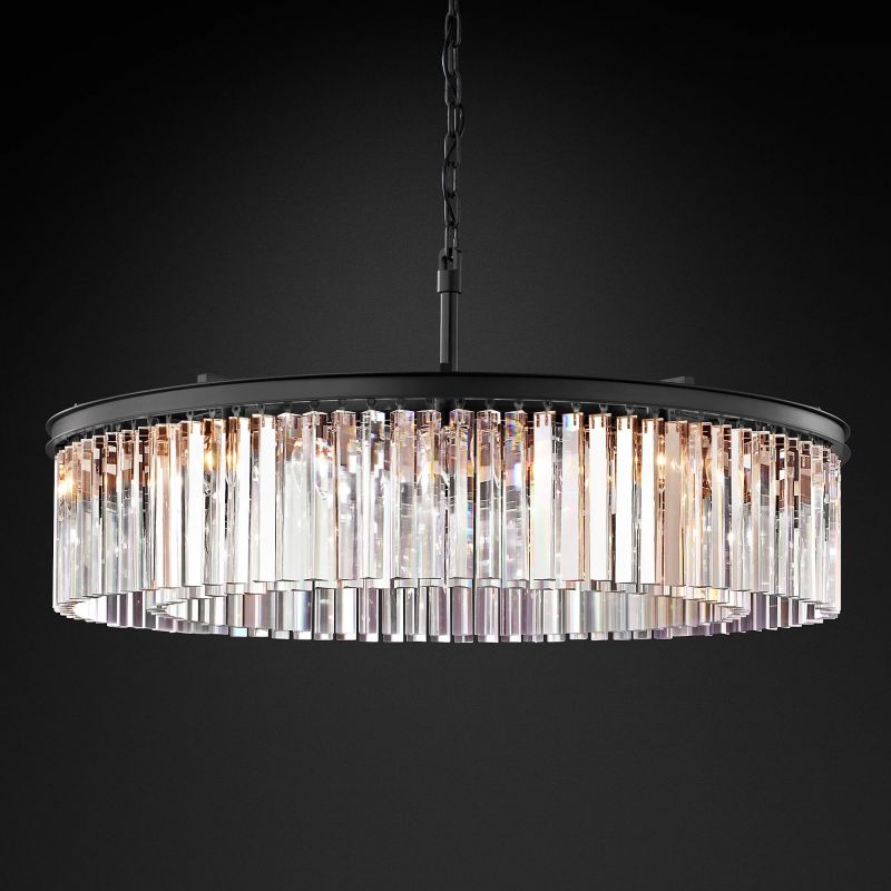 Rhys Crystal Odeom Round Chandelier 43"-MEET LIGHTING