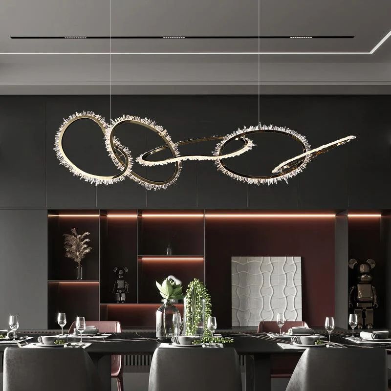 Rose Rock Crystal Chandelier Irregular Round Lamp Fixtures-MEET LIGHTING