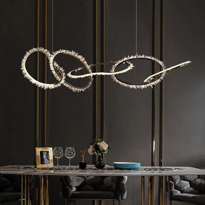 Rose Rock Crystal Chandelier Irregular Round Lamp Fixtures-MEET LIGHTING