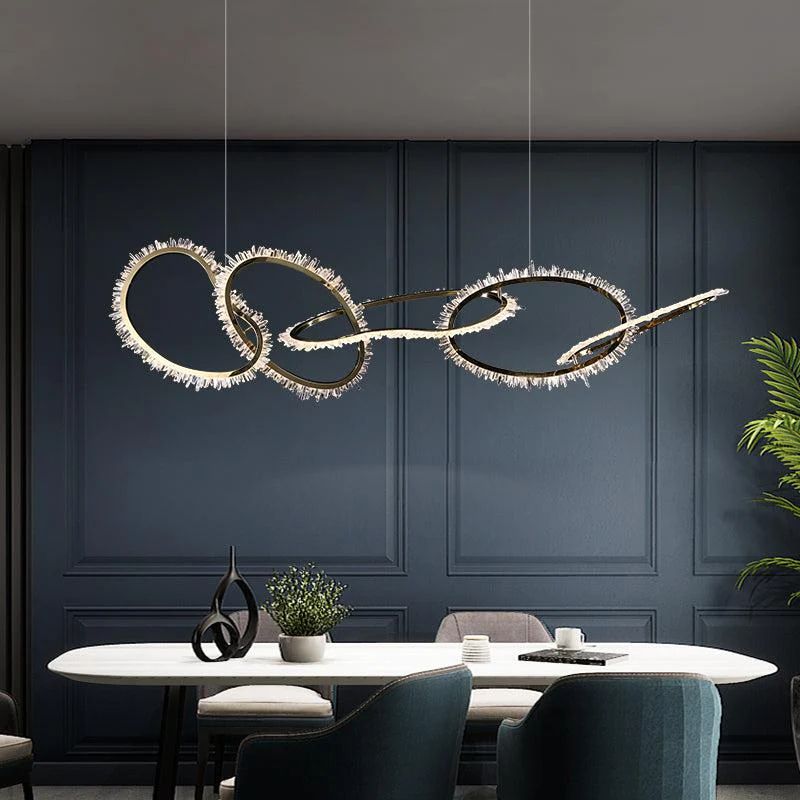 Rose Rock Crystal Chandelier Irregular Round Lamp Fixtures-MEET LIGHTING