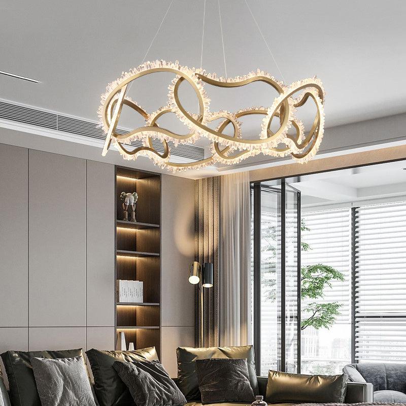 Rose Rock Crystal Multi-ring Chandelier Modern Chandelier Restaurant-MEET LIGHTING