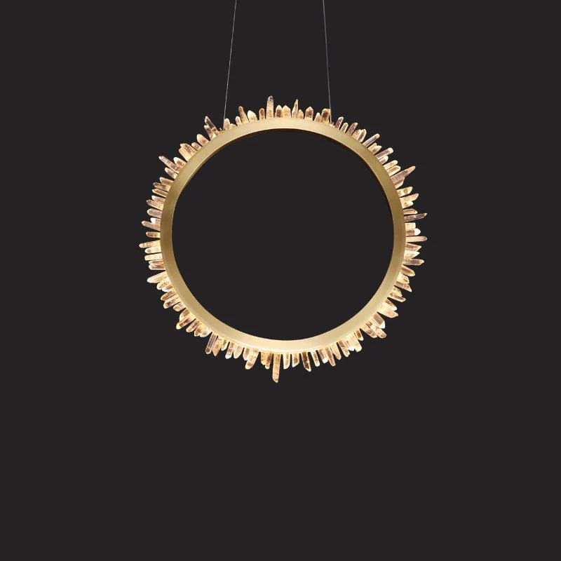 Rose Rock Crystal Ring Chandelier Contemporary Chandelie Staircase-MEET LIGHTING
