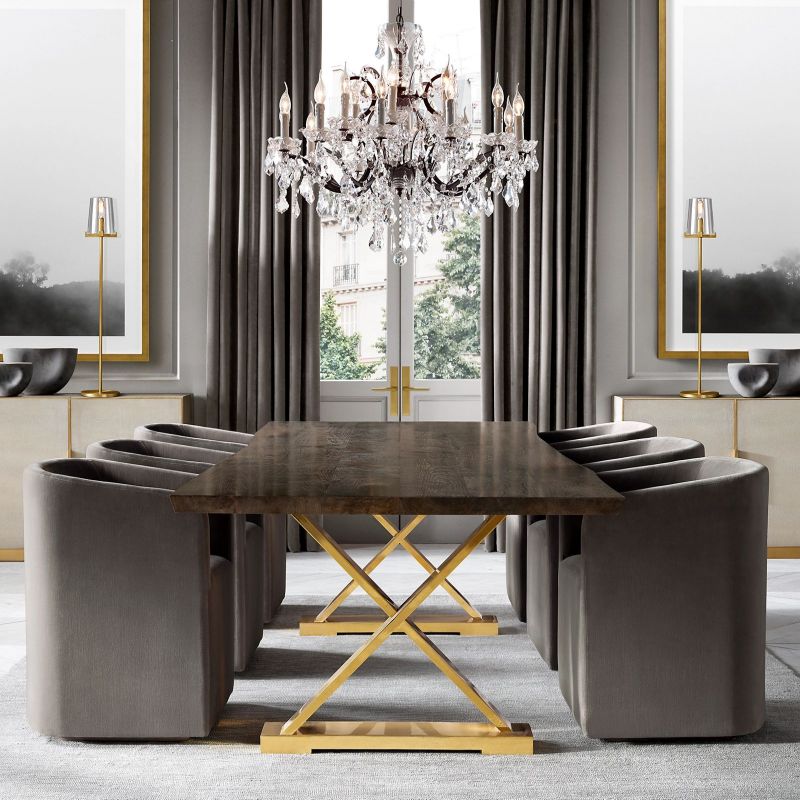 Rococo Iron & Crystal Round Chandelier 40"-MEET LIGHTING